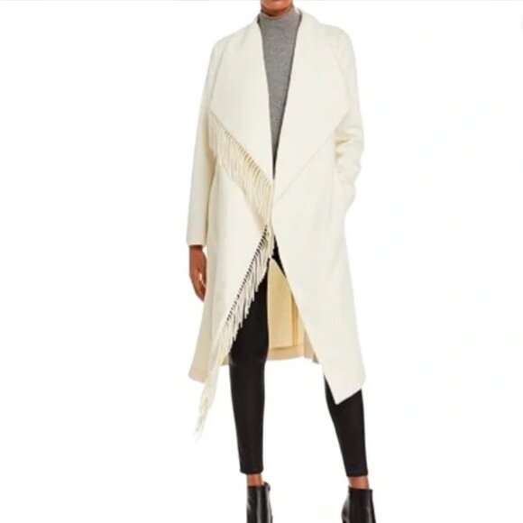 Milly | Fringe Wool Cream Coat - M - Picture 1 of 14